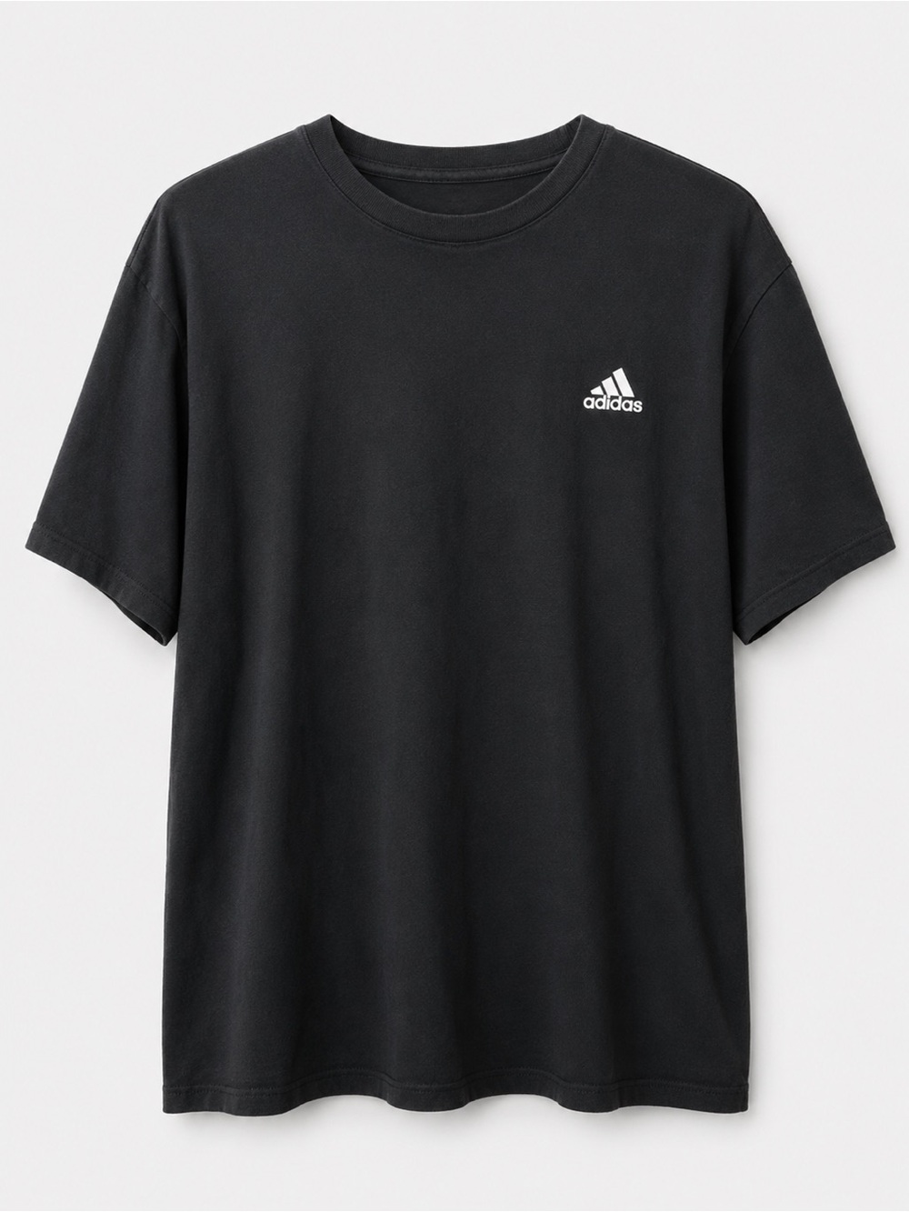 adidas Black Short Sleeve Crew Neck T-Shirt with White Logo